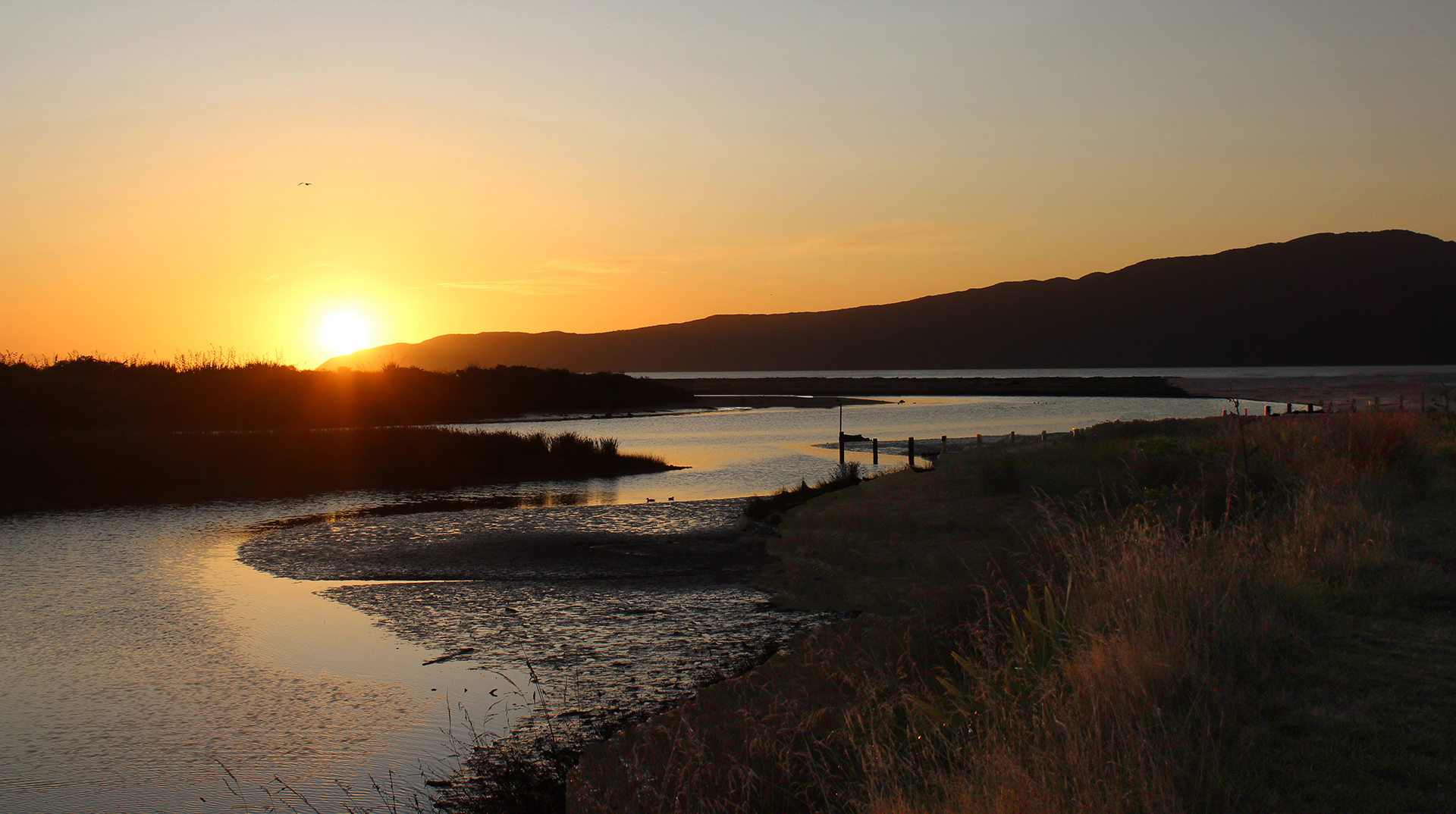 the sun sets over Kapiti and the Waikanae River | Waikanae Watch